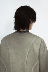 パッチワークウォッシュドルーズグレーTシャツ