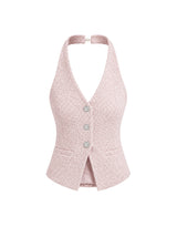 [PRE-FALL] [ATELIER] Jane Tweed Jewel Point Halterneck Vest Pink