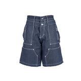 Double Knee Jorts - Raw Blue