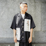 Patchwork Raw Edge Ink Wash Shirt