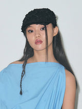 CORSAGE FLAT CAP IN BLACK