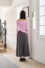 CUT-OUT OFF SHOULDER KNIT PINK
