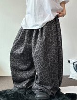 5000ソルド🥳❤‍🔥レオパードツーピンタックバルーンロングパンツ🩶🤍2カラー
