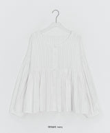 Kentit Stripe Shirring Button Blouse