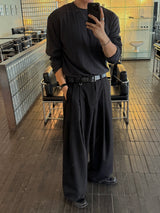 Mona two-tuck wide D-ring slacks