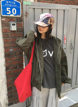 [unisex] ランジストリングウィンドブレーカーフィールドフードジャンパー
