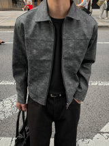 Bale Oil-Treated Cropped Leather Jacket
