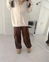 (UNISEX) シュガーパウダーオーバーサイズ5ボタンアンゴラカーディガン - NEW 2 COLOR