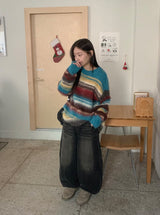 [unisex] Hadet Mohair Stripe Wool Knit