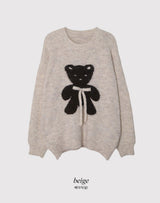 #テディベアリボンルーズニット (3color)