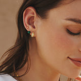 silver malachite sphere stud rhodium plating + 925 silver earrings E063-02H