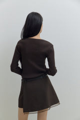 [MADE] オーガンザレイヤードミニスカート (dark brown)