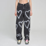 【数量限定】[unisex] heart denim pants (black) 