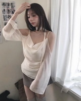 romang drape cut off-shoulder bl tie set