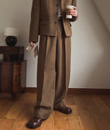 Rondel two-tuck wool wide slacks