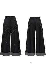 Chain Detail Wide Leg Pants