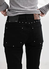 Black pin bootcut denim