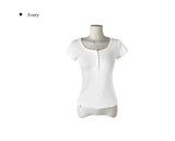 26SS★ [MADE/more BASIC] Cover Round Button Slim Short Sleeve T-shirt