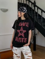 ヘイトラブプリンティングオーバー半袖Tシャツ