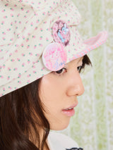 「UnsocialNight 夏の新作、オリジナルデザインいちご柄×ストライプ切り替え、ギャザー入りかわいいネコ耳フード」