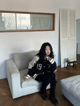 [UNISEX] 1970 バーシティカラーコンビネーション長袖オーバーフィットニットカーディガン (3 colors)