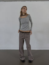 MULTI BUCKLE SUEDE BELT / BROWN