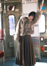 Mix Check Maxi Skirt / Brown