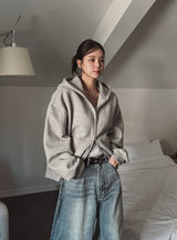 Oti Rivet Brushed Hood Zip Up