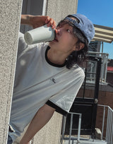 フローラルカラーのマッチングエンブロイダリーショートスリーブTシャツ
