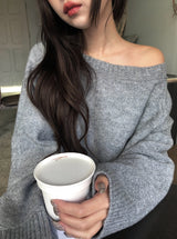 Luke One-Shoulder Boat Neck Loose Fit Knit