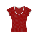DOTTY RIBBON SHIRRING T-SHIRT