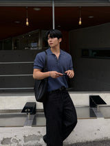 Robe skash collar short-sleeved knitwear