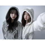 【MADE】winter frill hood zip-up, cream ivory