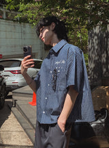 ENZ STRIPED HALF SHIRT