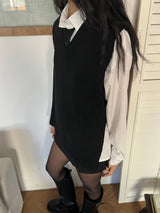 Deli V-neck overfit side slit knit vest (2 colors)
