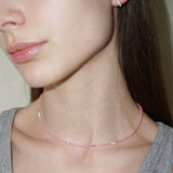 LOVE SKINNY BEADS NECKLACE GLOW PINK