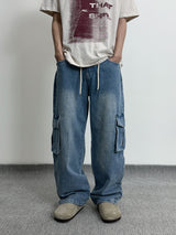 String Wide Cargo Denim PT