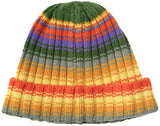 Wool Ribbed Rainbow Stripes Hat