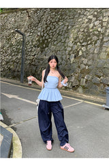ナンバーネイビーカジュアルバンディングパンツ