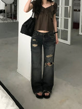 Label Damage Washed Denim Pants (one color)