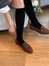 Beige Ribbed Long Knee Socks