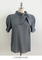 Anne Tie Pearl Puff Short Sleeve Blouse