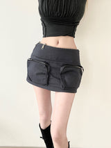 1442. Cargo pocket zipper mini sk-pt (3color)
