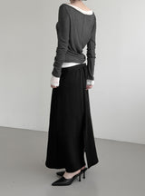 Et Pocket Belt Cotton Long Skirt