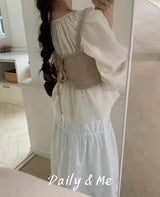 Ribbon shirring blouse(2color)