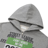 Street league artwork damage washing hoodie zip-up (Melange)