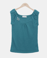Helty Eyelet Puff Sleeveless Top