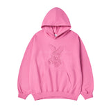 24FW レタリングラビットフーディーダークピンク