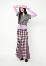 vintage check skirt red ver.