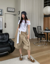 ロイヤルレタリングストラップアンバランシードショルダーショートスリーブス